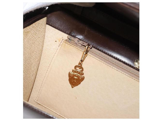 Borsa a Spalla in Pelle Marrone Scuro Gucci Oro 406 004 2008 Auth 161069 D'oro - vista 21