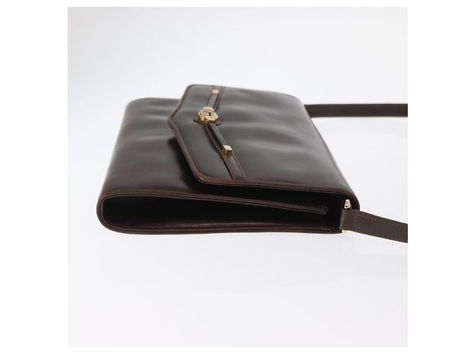 Borsa a Spalla in Pelle Marrone Scuro Gucci Oro 406 004 2008 Auth 161069 D'oro - vista 3