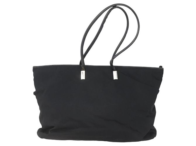 Gucci Borsa Tote in Nylon Nera Argento 002 2123 0455 Auth gh1622 Nero - vista 13