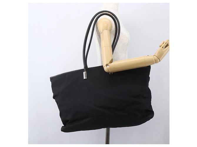 Gucci Borsa Tote in Nylon Nera Argento 002 2123 0455 Auth gh1622 Nero - vista 23