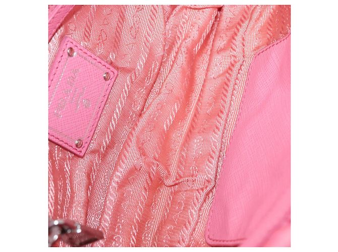 PRADA Borsa a Spalla con Catena Arricciata Nylon Rosa Argento Auth 161419 - vista 11