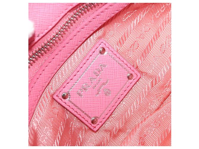 PRADA Borsa a Spalla con Catena Arricciata Nylon Rosa Argento Auth 161419 - vista 19