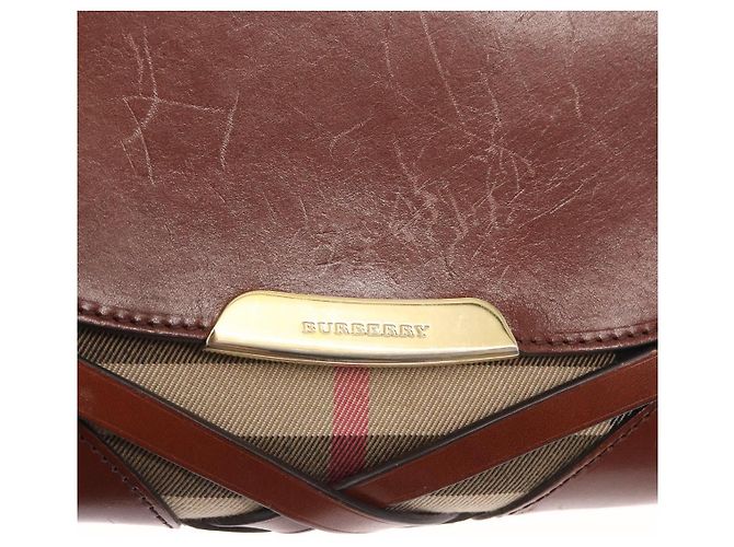 Burberry Borsa a Spalla in Pelle Marrone Oro Auth 160721 D'oro - vista 10