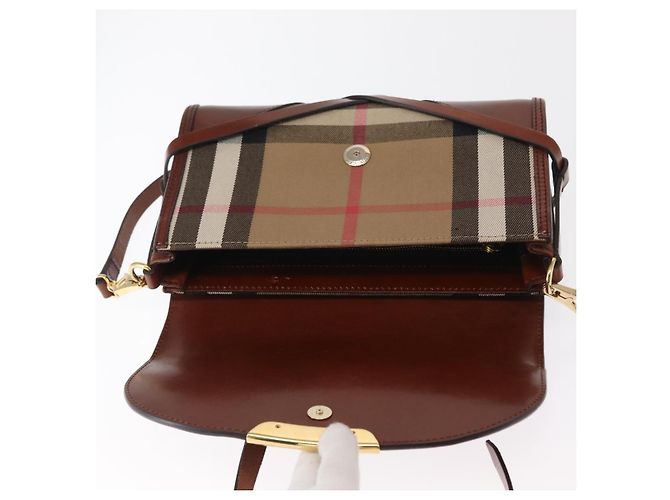 Burberry Borsa a Spalla in Pelle Marrone Oro Auth 160721 D'oro - vista 17
