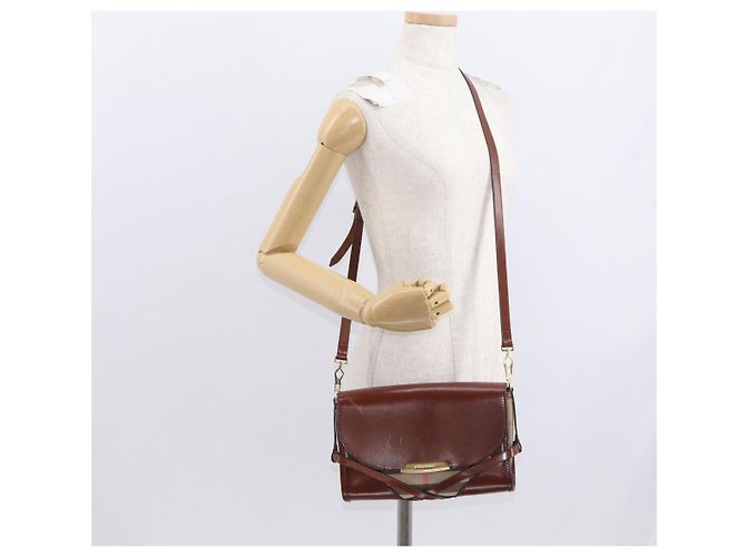 Burberry Borsa a Spalla in Pelle Marrone Oro Auth 160721 D'oro - vista 23