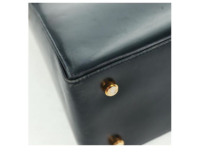 Borsa a mano in pelle Gancini Salvatore Ferragamo 2 in 1 Blu Navy Oro Auth 160979 - vista 17