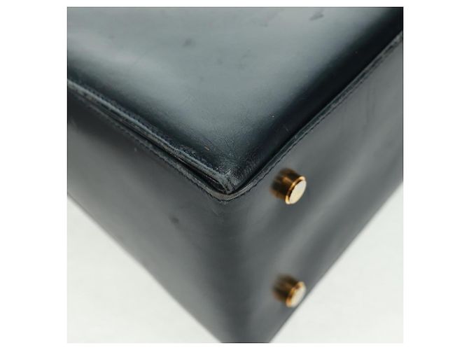 Borsa a mano in pelle Gancini Salvatore Ferragamo 2 in 1 Blu Navy Oro Auth 160979 - vista 19