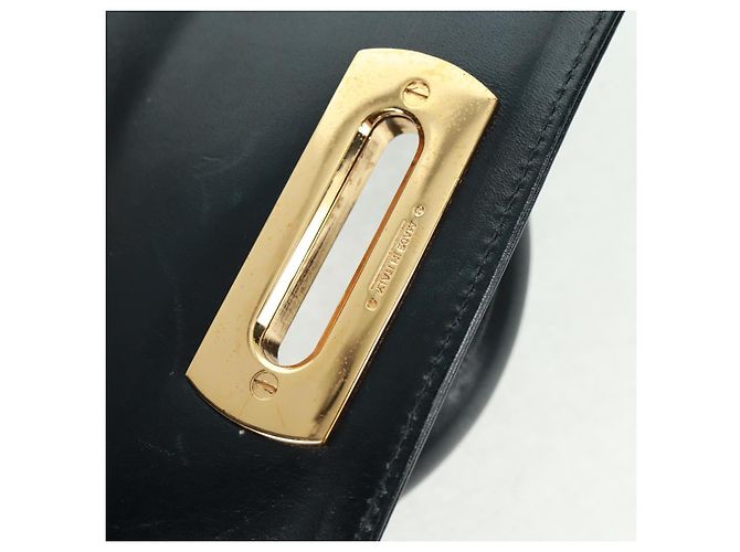 Borsa a mano in pelle Gancini Salvatore Ferragamo 2 in 1 Blu Navy Oro Auth 160979 - vista 24