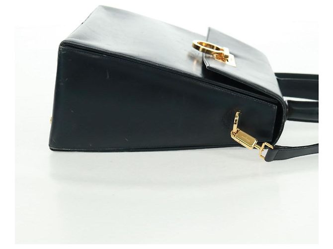 Borsa a mano in pelle Gancini Salvatore Ferragamo 2 in 1 Blu Navy Oro Auth 160979 - vista 6