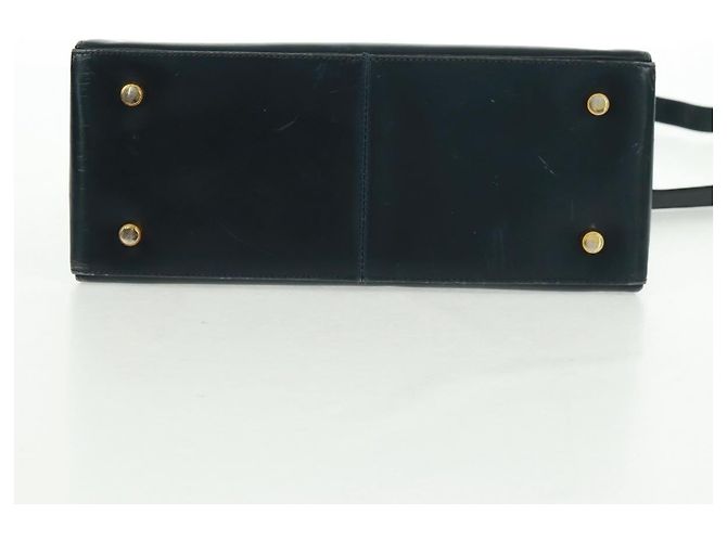 Borsa a mano in pelle Gancini Salvatore Ferragamo 2 in 1 Blu Navy Oro Auth 160979 - vista 7