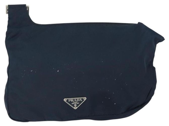 Borsa a Spalla PRADA in Nylon Blu Navy Argento Autentica 161779 - vista 2