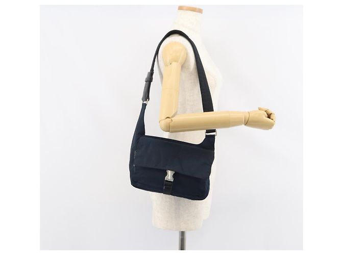Borsa a Spalla PRADA in Nylon Blu Navy Argento Autentica 161779 - vista 27