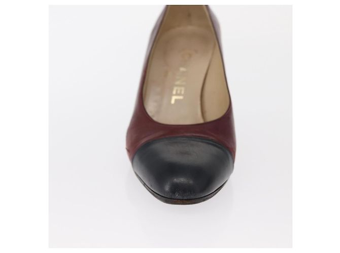 CHANEL High Heels Leder Größe 36 Bordeaux CC Auth am10330 - Ansicht 11