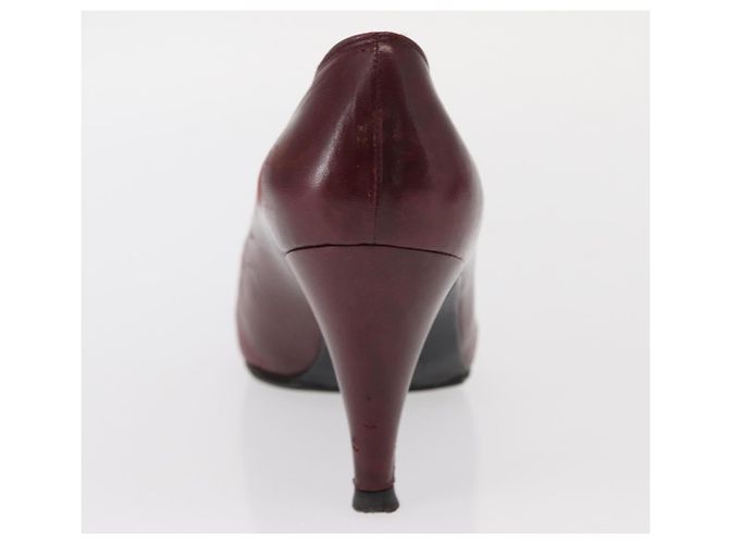 CHANEL High Heels Leder Größe 36 Bordeaux CC Auth am10330 - Ansicht 12