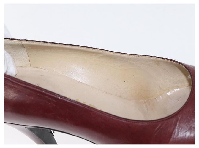 CHANEL High Heels Leder Größe 36 Bordeaux CC Auth am10330 - Ansicht 14