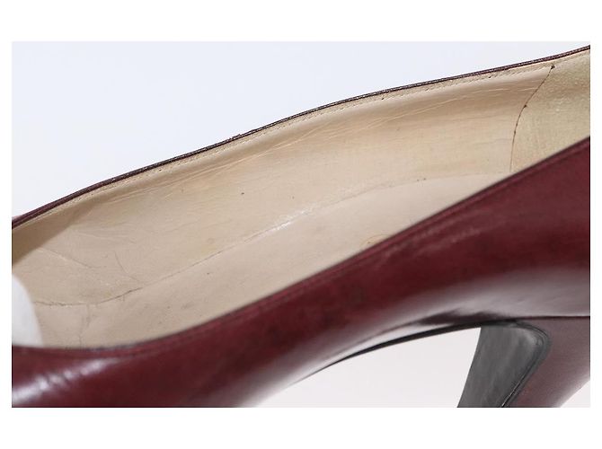 CHANEL High Heels Leder Größe 36 Bordeaux CC Auth am10330 - Ansicht 15