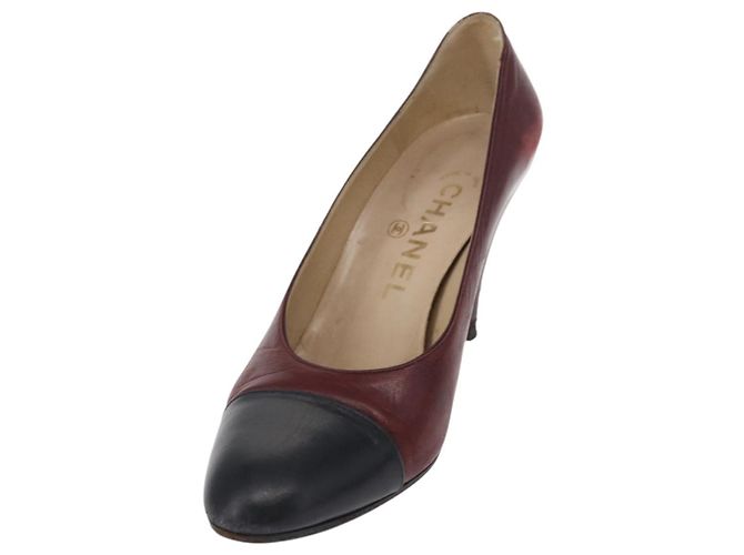 CHANEL High Heels Leder Größe 36 Bordeaux CC Auth am10330 - Ansicht 2