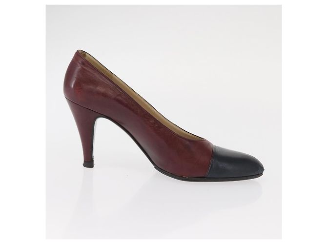 CHANEL High Heels Leder Größe 36 Bordeaux CC Auth am10330 - Ansicht 21