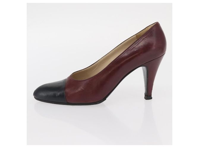 CHANEL High Heels Leder Größe 36 Bordeaux CC Auth am10330 - Ansicht 22