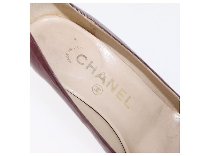 CHANEL High Heels Leder Größe 36 Bordeaux CC Auth am10330 - Ansicht 30