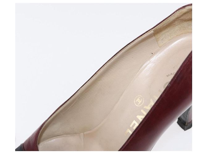 CHANEL High Heels Leder Größe 36 Bordeaux CC Auth am10330 - Ansicht 32