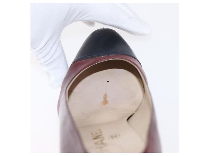 CHANEL High Heels Leder Größe 36 Bordeaux CC Auth am10330 - Ansicht 34