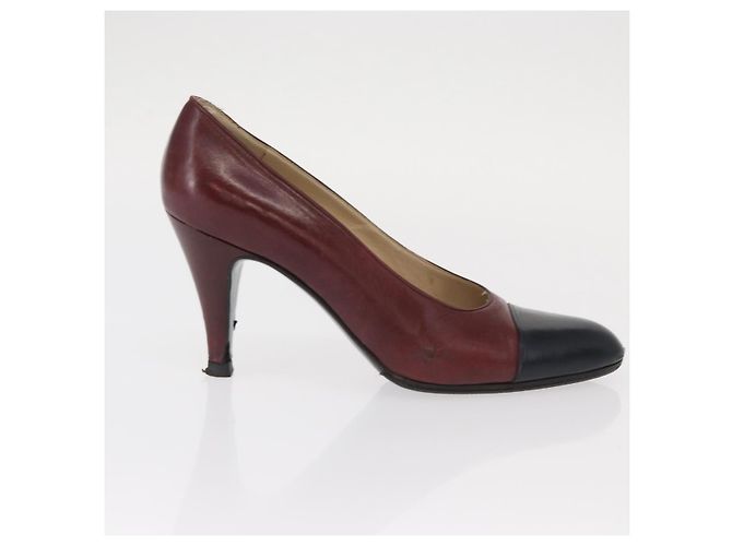 CHANEL High Heels Leder Größe 36 Bordeaux CC Auth am10330 - Ansicht 4