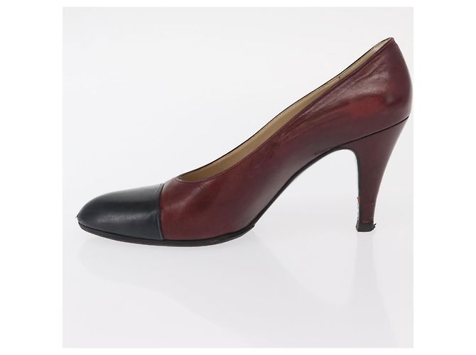 CHANEL High Heels Leder Größe 36 Bordeaux CC Auth am10330 - Ansicht 5