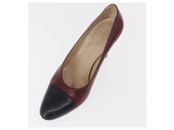 CHANEL High Heels Leder Größe 36 Bordeaux CC Auth am10330 - Ansicht 6