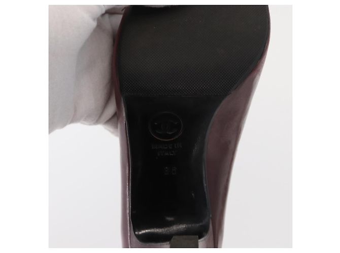 CHANEL High Heels Leder Größe 36 Bordeaux CC Auth am10330 - Ansicht 9