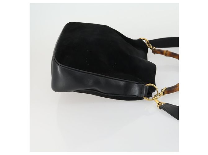 Bamboo Borsa a mano GUCCI in pelle scamosciata 2 in 1 nera e oro 0013754 Auth 160497 Nero D'oro - vista 3