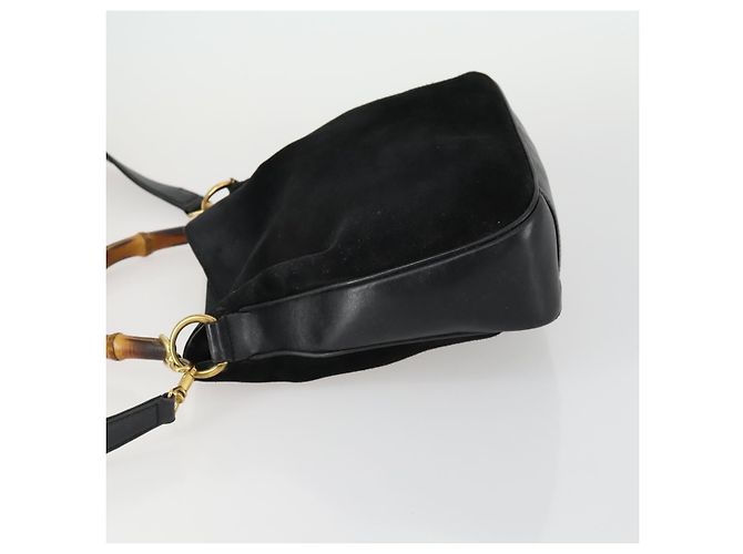 Bamboo Borsa a mano GUCCI in pelle scamosciata 2 in 1 nera e oro 0013754 Auth 160497 Nero D'oro - vista 4