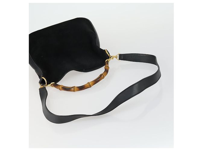 Bamboo Borsa a mano GUCCI in pelle scamosciata 2 in 1 nera e oro 0013754 Auth 160497 Nero D'oro - vista 7