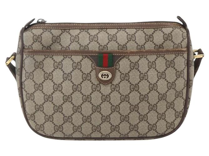 Borsa a Spalla Gucci GG Supreme Web Sherry Line PVC Beige 89 02 077 Auth 160926 - vista 13