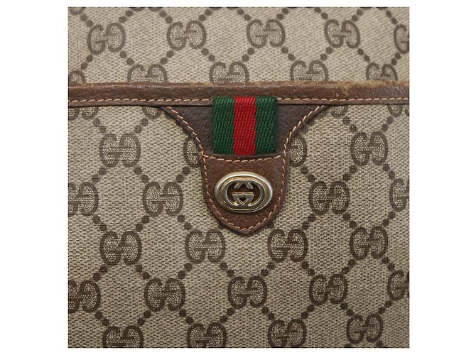 Borsa a Spalla Gucci GG Supreme Web Sherry Line PVC Beige 89 02 077 Auth 160926 - vista 18