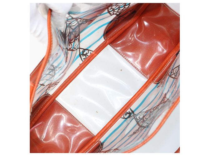 PRADA Borsa a Mano in Vinile Trasparente Argento Autentica 161719 - vista 10