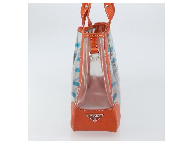 PRADA Borsa a Mano in Vinile Trasparente Argento Autentica 161719 - vista 3