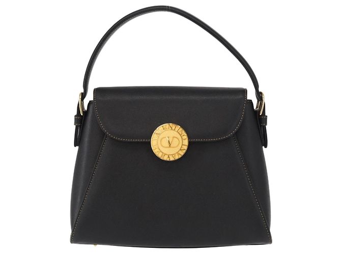 VALENTINO Borsa a mano in pelle nera e oro Auth hk3312 Nero D'oro - vista 13