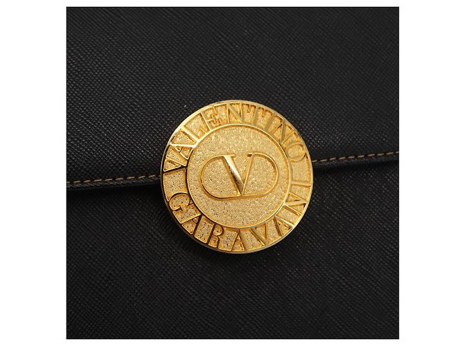 VALENTINO Borsa a mano in pelle nera e oro Auth hk3312 Nero D'oro - vista 18