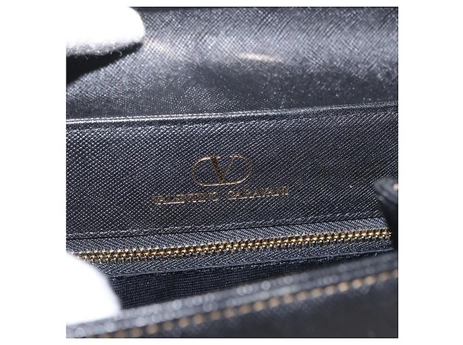 VALENTINO Borsa a mano in pelle nera e oro Auth hk3312 Nero D'oro - vista 19