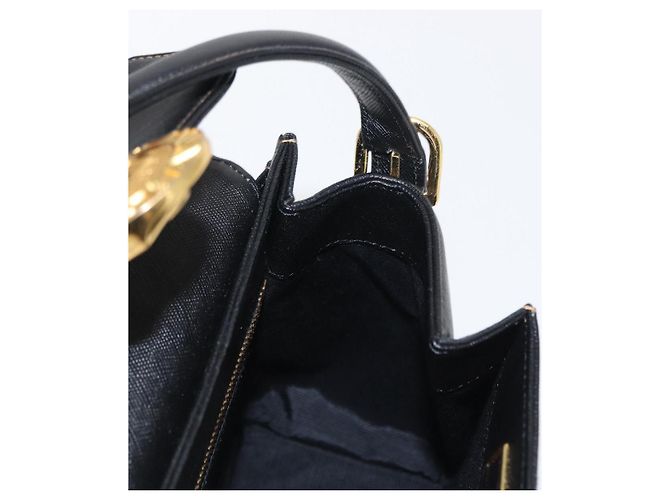 VALENTINO Borsa a mano in pelle nera e oro Auth hk3312 Nero D'oro - vista 20