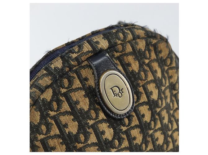 Borsa a Spalla in Tela Trotter Christian Dior Blu Navy Oro Auth 159578 D'oro - vista 17