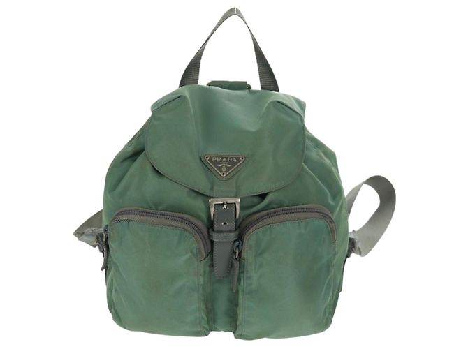 PRADA Rucksack aus Nylon Silber Hellgrün Auth 161541 - Ansicht 13