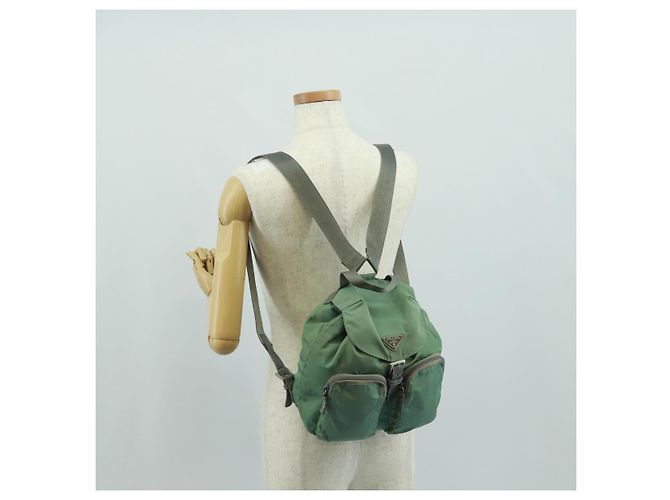 PRADA Rucksack aus Nylon Silber Hellgrün Auth 161541 - Ansicht 30