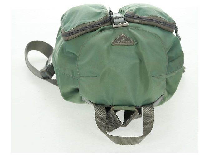 PRADA Rucksack aus Nylon Silber Hellgrün Auth 161541 - Ansicht 7