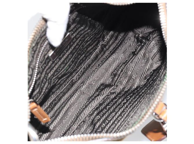 Borsa a Spalla PRADA Nylon Beige Argento Autentica 162978 - vista 10