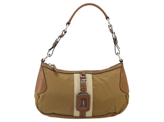Borsa a Spalla PRADA Nylon Beige Argento Autentica 162978 - vista 13