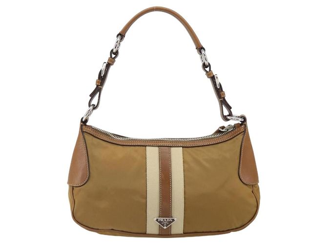 Borsa a Spalla PRADA Nylon Beige Argento Autentica 162978 - vista 2