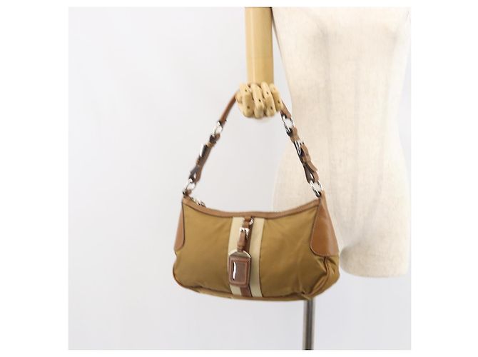 Borsa a Spalla PRADA Nylon Beige Argento Autentica 162978 - vista 25