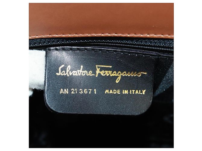 Borsa a mano in pelle Salvatore Ferragamo 2 in 1 marrone oro Auth 159378 - vista 12